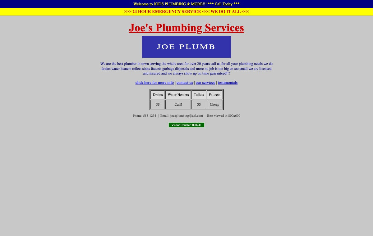 Before: a cramped, dated local business website that is hard to trust